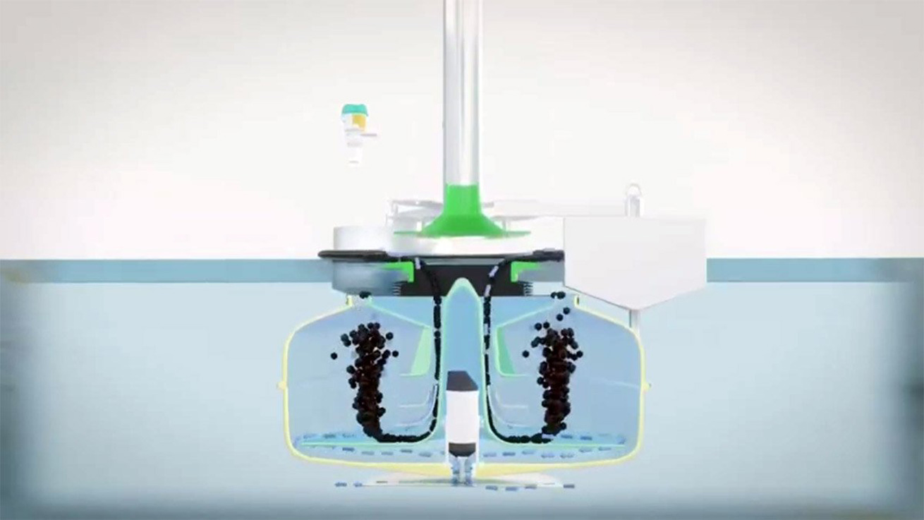 Illustration showing how SurfCleaner's system removes oil.