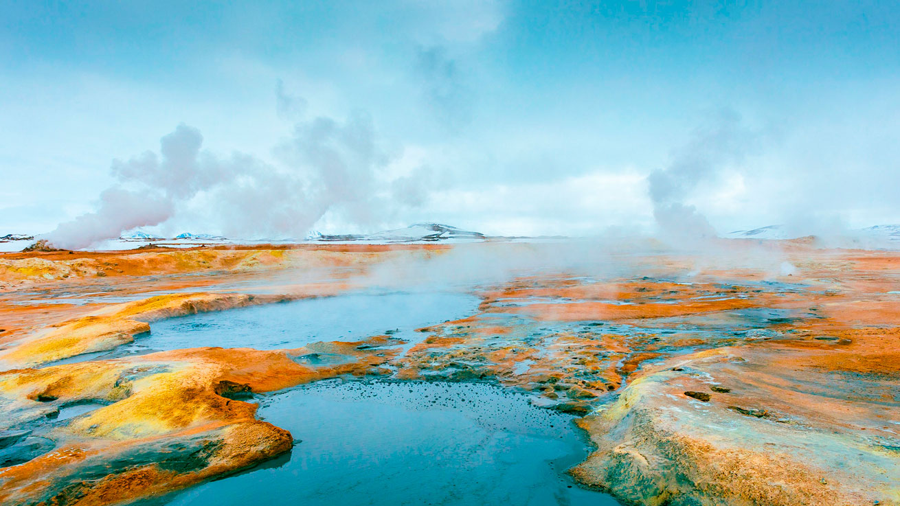 Landscape where geothermal energy can be extruded. Photo.